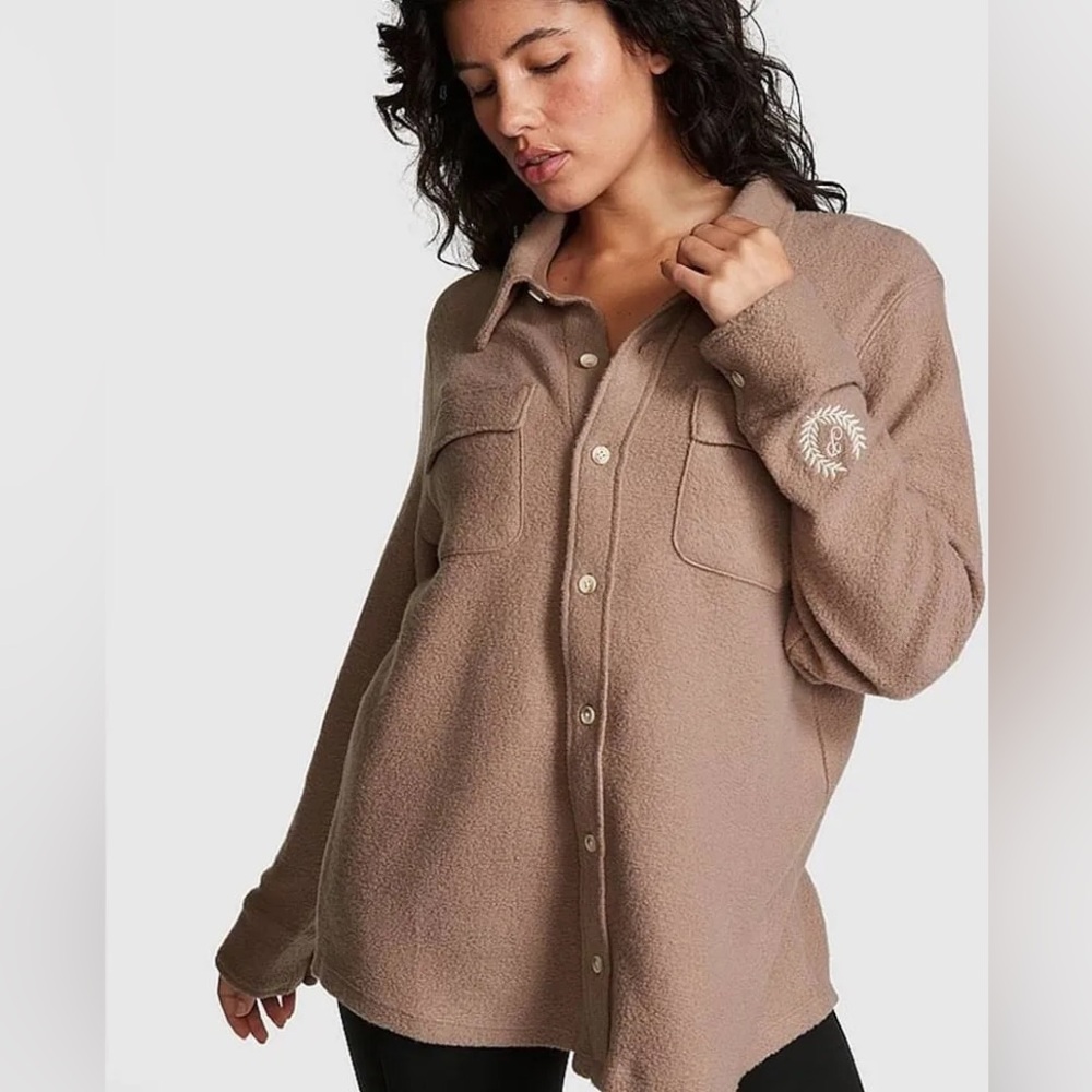 NWT VS PINK Iced Coffee Reverse Fleece Jacket